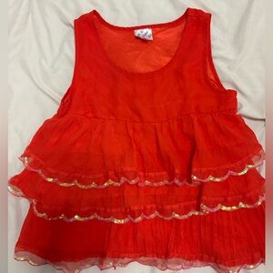 Red Sleeveless Ruffle Top Girls Medium D-signed brand
